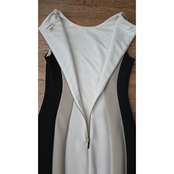 Calvin Klein Women's White Sleeveless Colorblock Side Panel Dress Size 4 - Picture 5 of 8